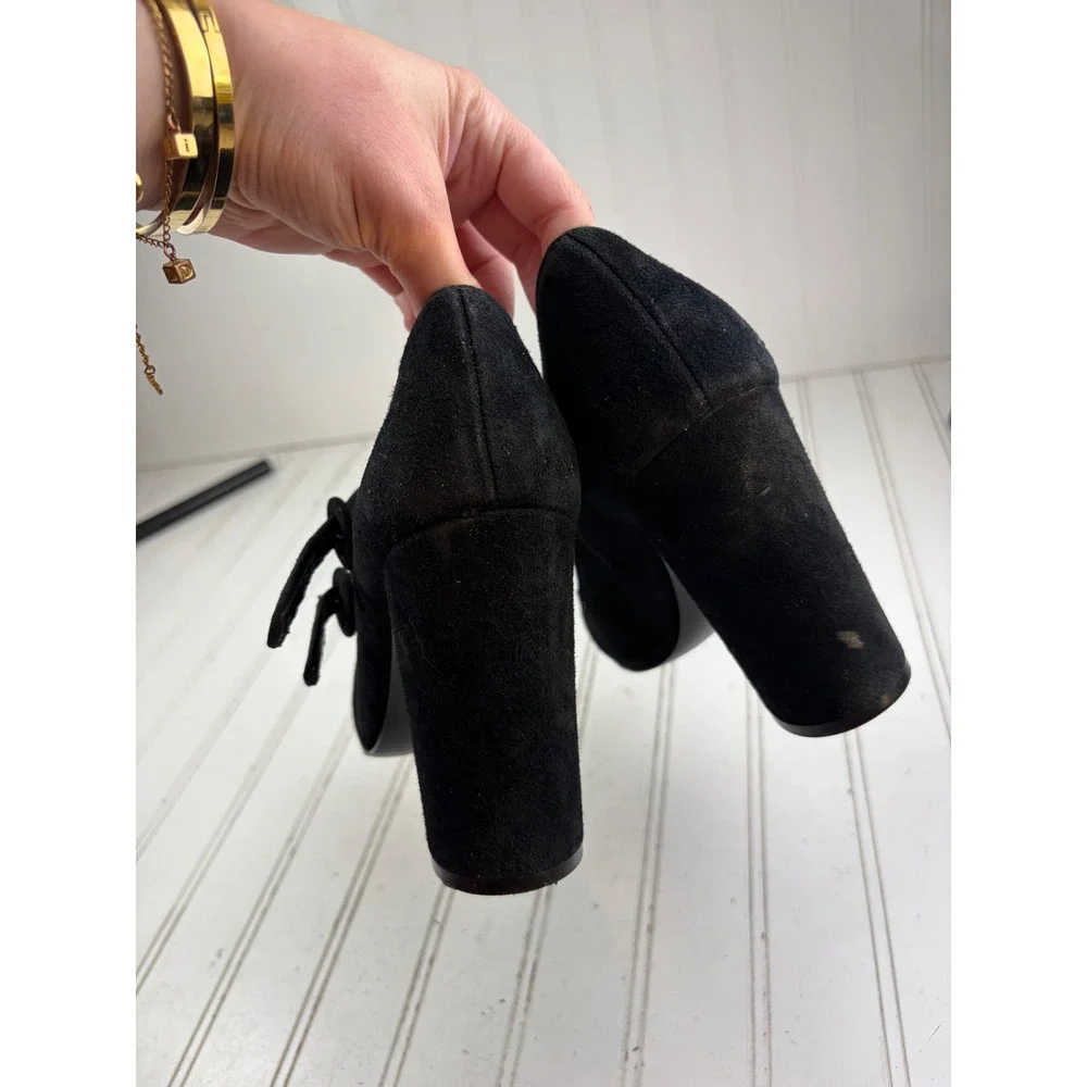 Nine West Vintage Y2K Black Suede Double Strap Mary Jane Heels Women's Size 8.5